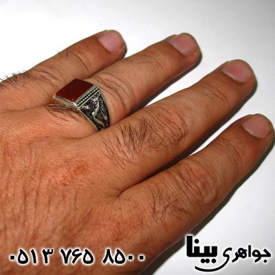 انگشتر عقیق قرمز مردانه یاحسین
