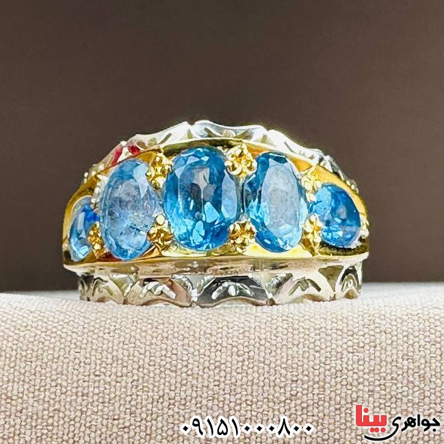 انگشتر توپاز سوئیس دست ساز فاخر بسیار خوشرنگ _کد:33232