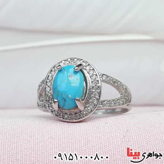 انگشتر فیروزه نیشابور زنانه بسیار زیبا و شیک _کد:33241