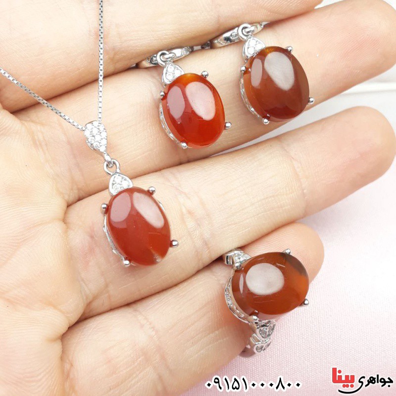سرویس عقیق یمنی سرخ رودیوم بسیار خاص و خوشرنگ _کد:33257