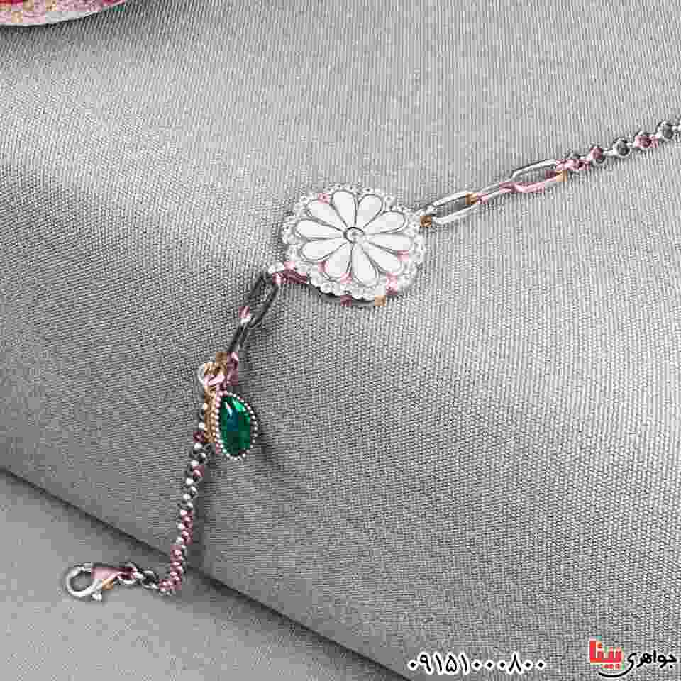 دستبند نقره با آبکاری رزگلد بسیار خوشرنگ زنانه _کد:33265