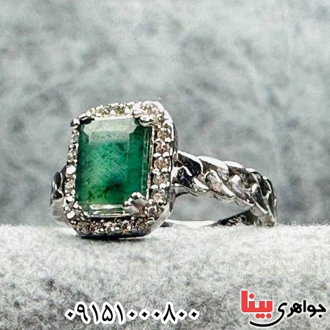 انگشتر زمرد زامبیا رودیوم بسیار خوشرنگ زنانه انگشتر زمرد زامبیا رودیوم بسیار خوشرنگ زنانه