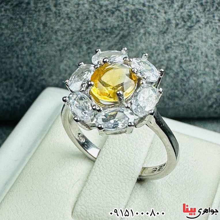 انگشتر سیترین زنانه خوشرنگ و بسیار زیبا _کد:33337