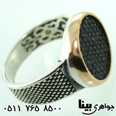 انگشتر عقیق سیاه (اونیکس) مردانه مشبک