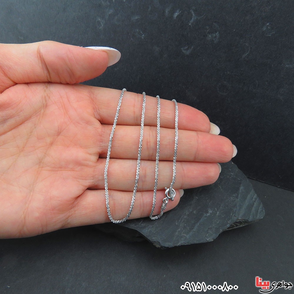 زنجیر نقره آب رودیوم 45 سانتی _کد:33381