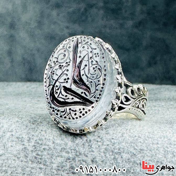انگشتر در نجف خطی مردانه درشت با حکاکی علی _کد:33382