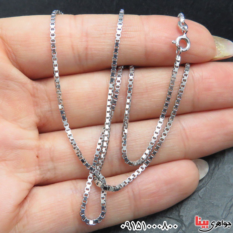 زنجیر نقره آب رودیوم 45 سانتی _کد:33394