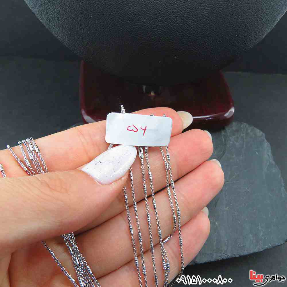 زنجیر نقره آب رودیوم 45 سانتی _کد:33399