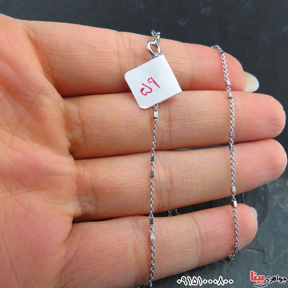 زنجیر نقره آب رودیوم 45 سانتی _کد:33401