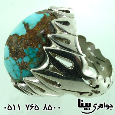 انگشتر فیروزه نیشابوری مردانه نگین درشت
