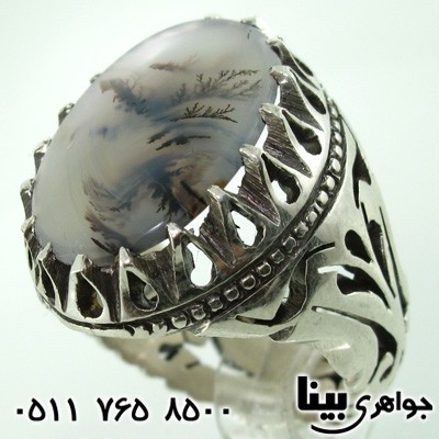 انگشتر عقیق شجری مردانه پرنقش