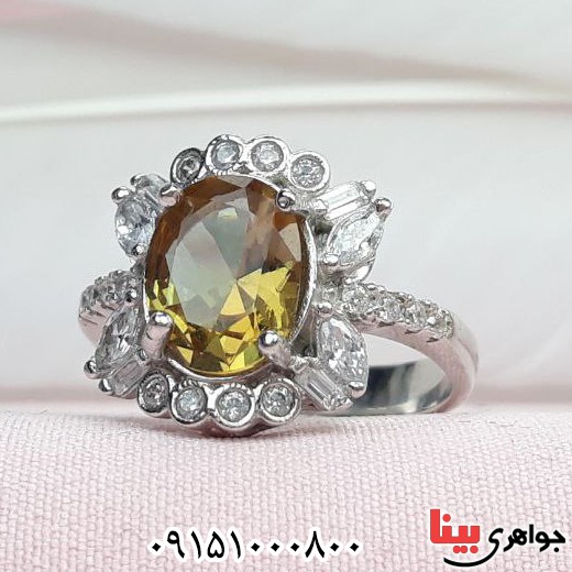 انگشتر الکساندریت رودیوم بسیار زیبا و شیک زنانه _کد:33453