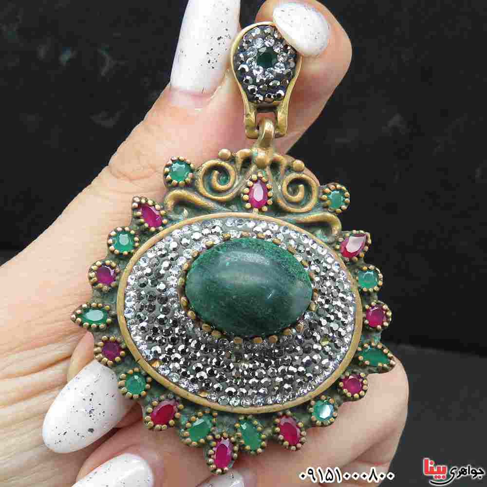 گردنبند مالاکیت درشت طرح زیر خاکی بسیار خاص _کد:33454