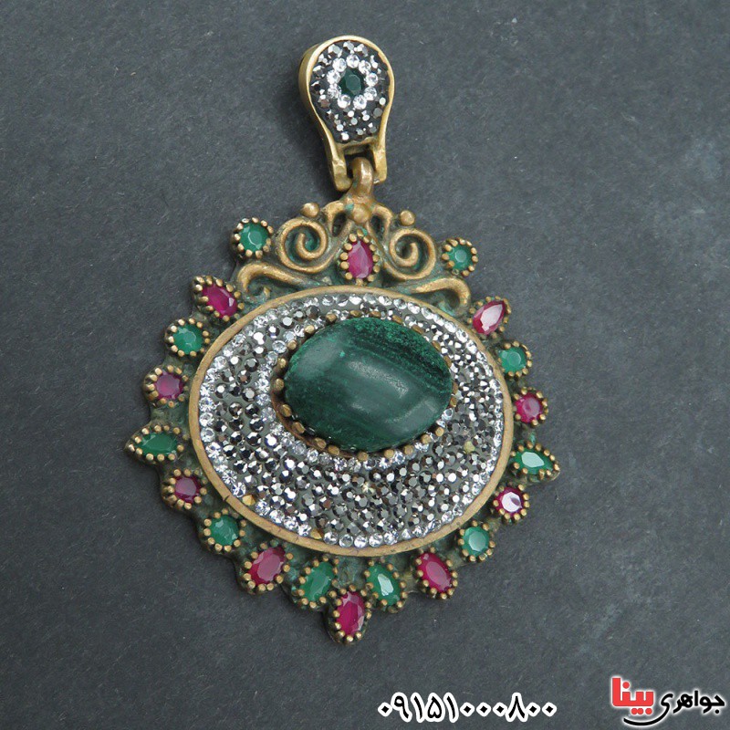 گردنبند مالاکیت درشت طرح زیر خاکی بسیار خاص _کد:33454