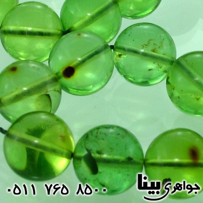 تسبیح کهربا سبز درشت رگه دار لیتوانی درجه یک
