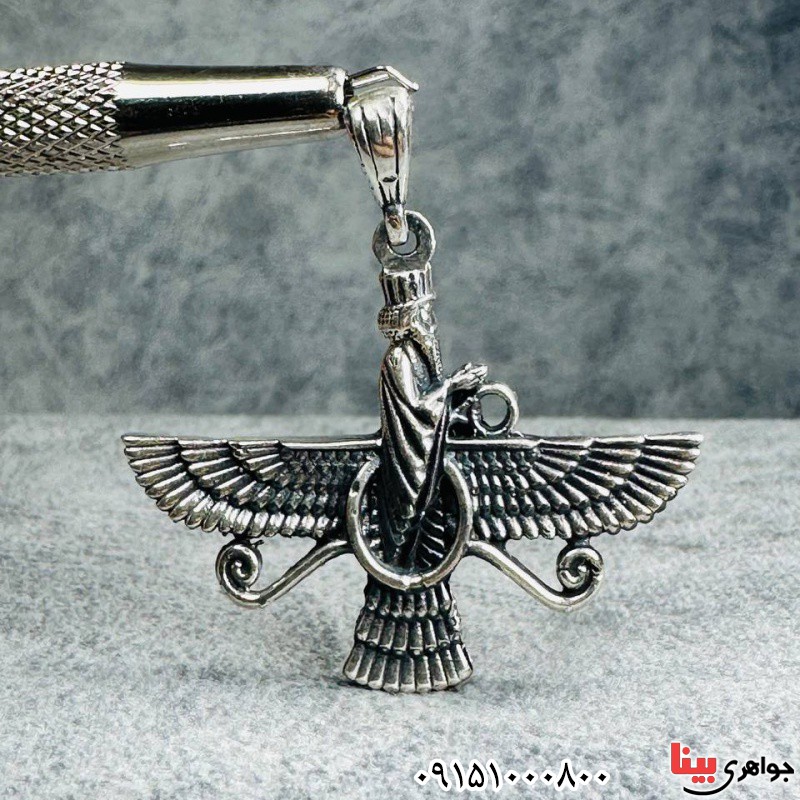 گردنبند نقره مدال فروهر سایز بزرگ زیبا _کد:33468