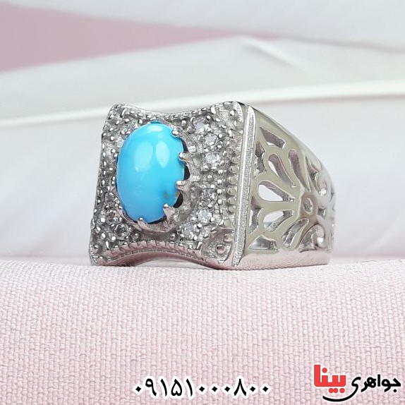 انگشتر فیروزه عجمی مردانه خاص _کد:33538