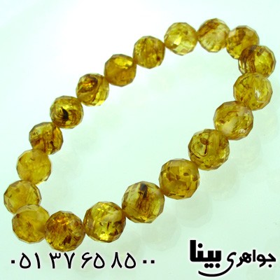 دستبند کهربا صنعتی تراش درشت عسلی