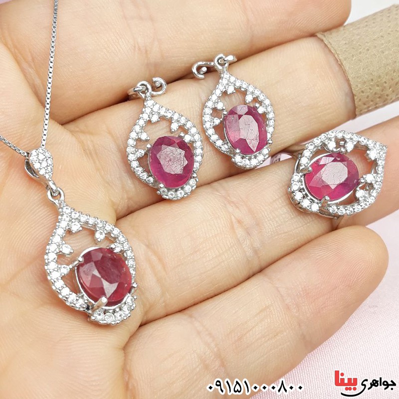 سرویس یاقوت سرخ زنانه رودیوم فاخر و شیک _کد:33583
