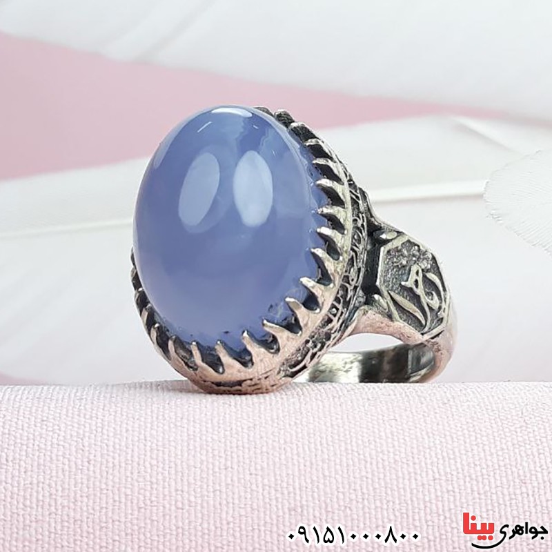 انگشتر عقیق یمنی کبود بسیار شیک و زینتی _کد:33597