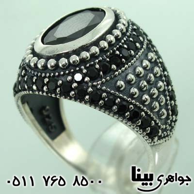 انگشتر عقیق سیاه (اونیکس) تراش برلیانی