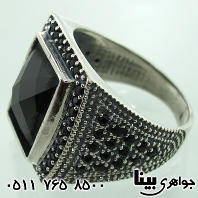 انگشتر عقیق سیاه (اونیکس) تراش ترکیبی