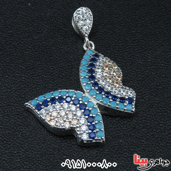 گردنبند نقره طرح سوارسکی پروانه _کد:33747