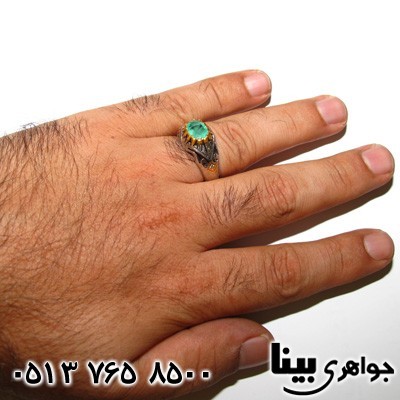 انگشتر زمرد کلمبیا و الماس مردانه انگشتر زمرد کلمبیا و الماس مردانه
