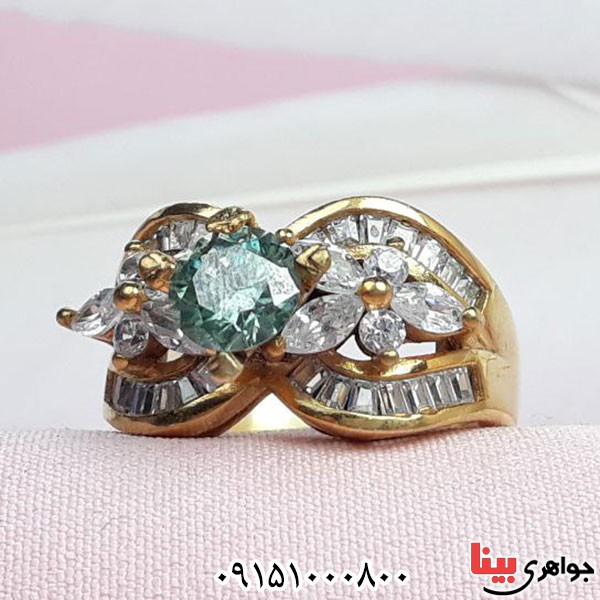 انگشتر الماس روسی فاخر (موزانایت) رودیوم زنانه بسیار زیبا _کد:33832