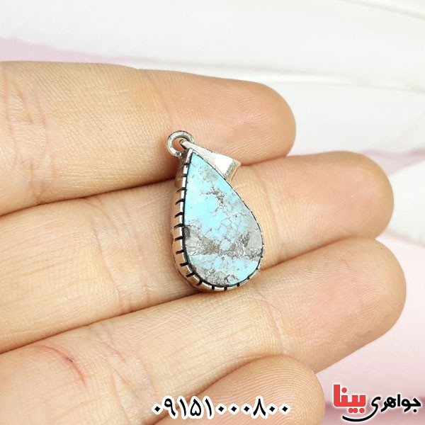 گردنبند فیروزه نیشابوری تراش اشکی _کد:33937