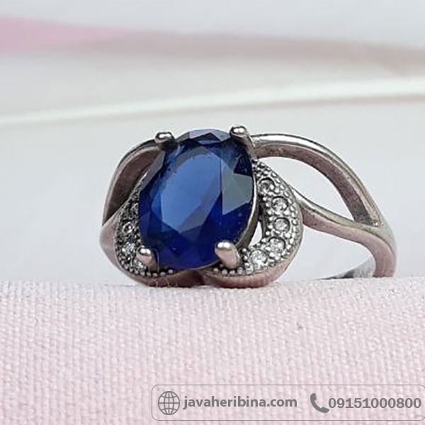 انگشتر اتمی طرح یاقوت کبود رکاب تایلندی _کد:33959