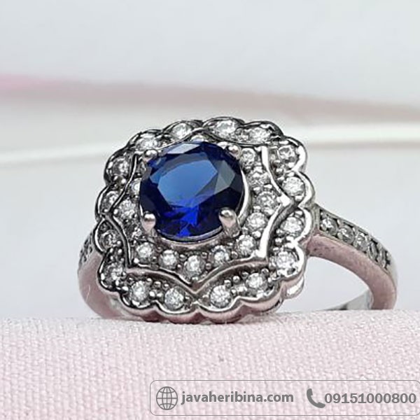 انگشتر اتمی طرح یاقوت کبود رکاب تایلندی _کد:33960