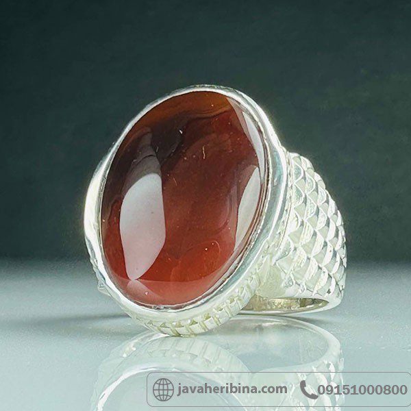 انگشتر عقیق یمنی سرخ بسیار زیبا  مردانه _کد:33973