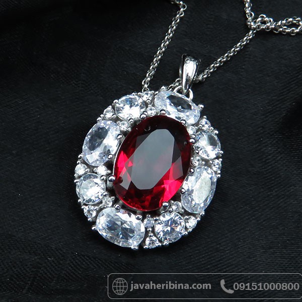 گردنبند نقره طرح یاقوت سرخ زیبا و خاص _کد:34001