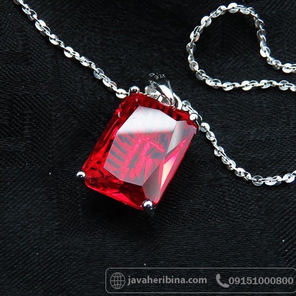 گردنبند نقره طرح یاقوت سرخ _کد:34008