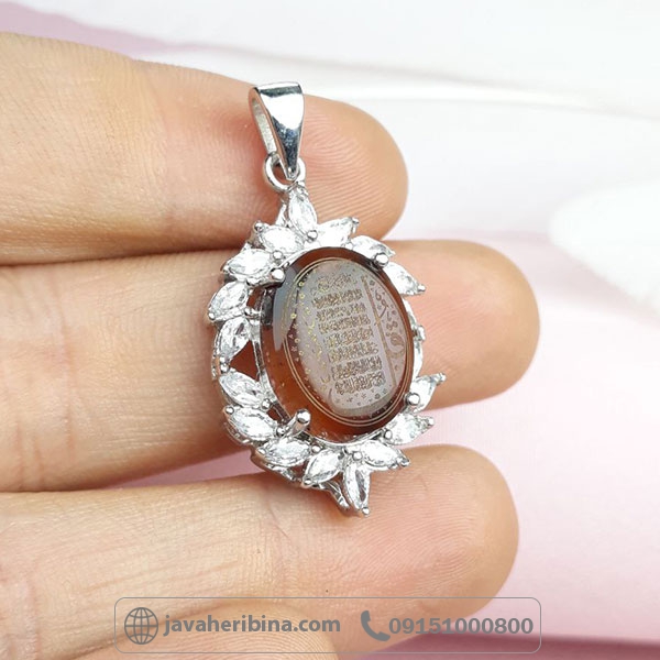 گردنبند عقیق یمنی سرخ خطی نقره زیبا _کد:34072