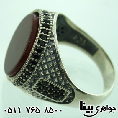 انگشتر عقیق قرمز درشت دایره ای