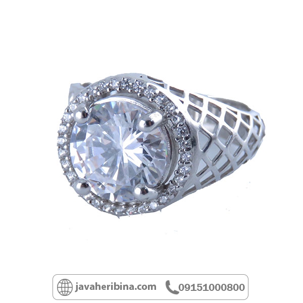 انگشتر نقره زنانه تک نگیت برلیانی _کد:34162
