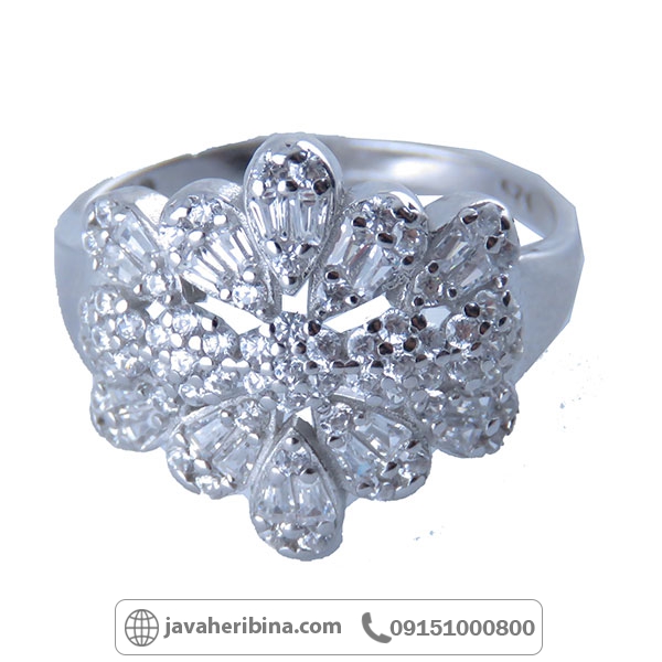 انگشتر نقره زنانه رودیوم طرح گل _کد:34168