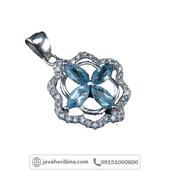 گردنبند توپاز نقره زنانه طرح گل _کد:34183