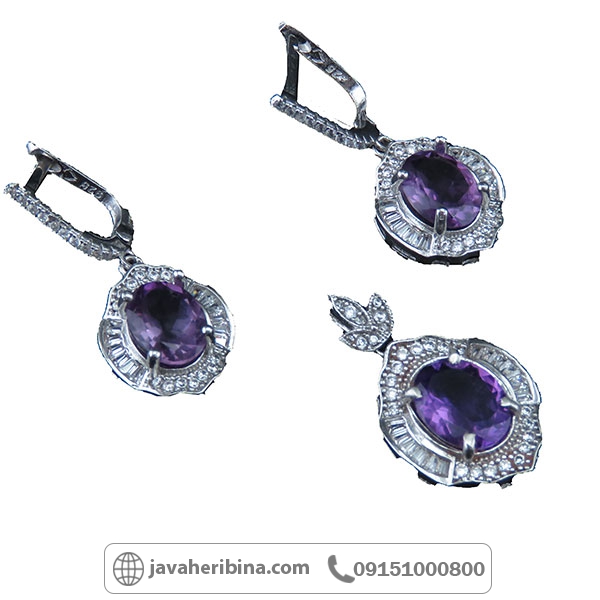 سرویس آمتیست نقره زنانه خوشرنگ و زیبا سرویس آمتیست نقره زنانه خوشرنگ و زیبا