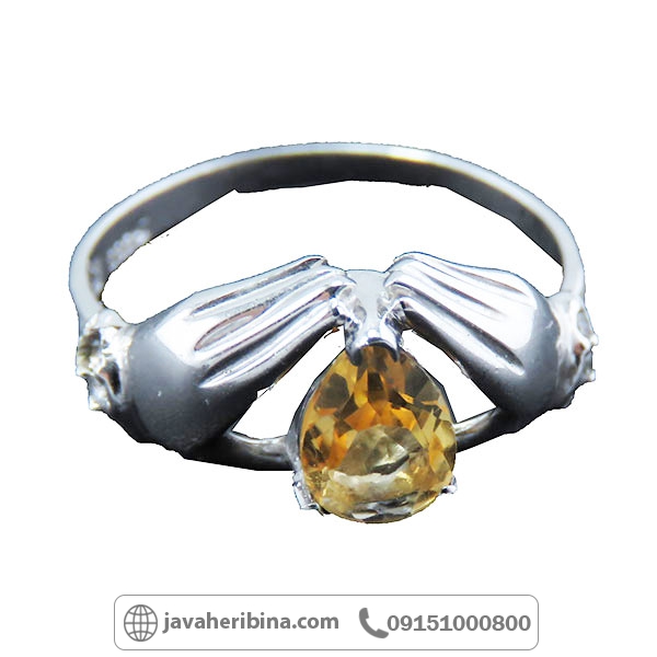 انگشتر سیترین نقره طرح خاص و زیبا _کد:34229