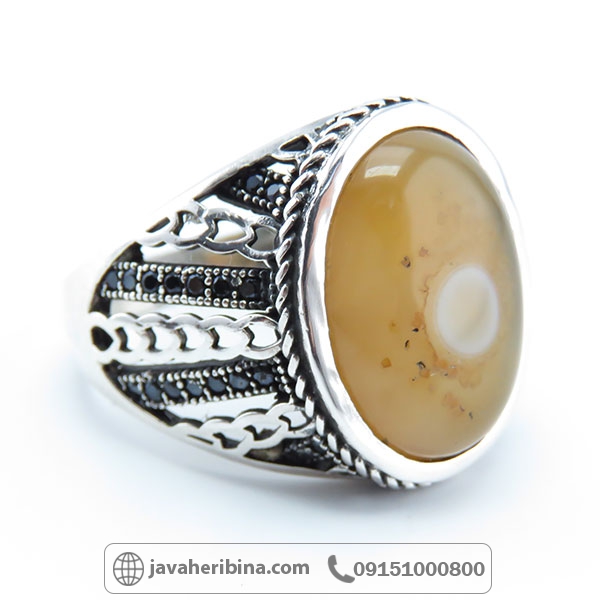 انگشتر عقیق باباقوری نقره مردانه خاص _کد:34237