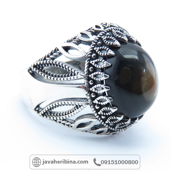 انگشتر عقیق باباقوری نقره مردانه خوش تراش _کد:34239