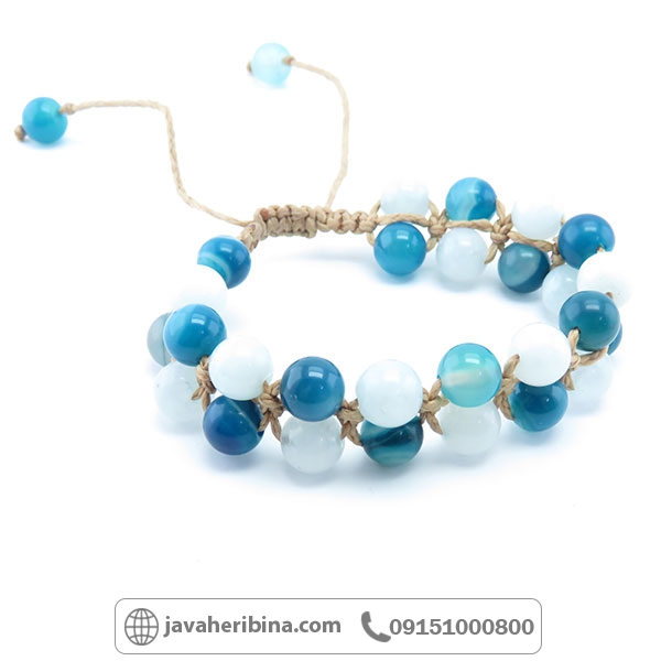 دستبند چند جواهر عقیق و جید خوش رنگ _کد:34261