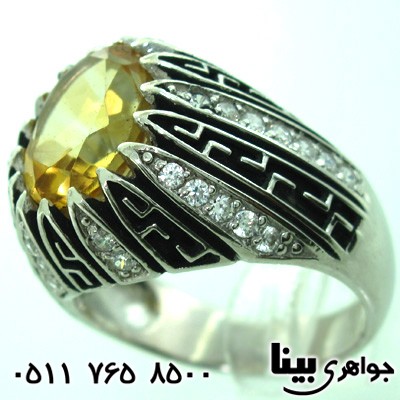 انگشتر سیترین طرح ایتالیایی درشت مردانه