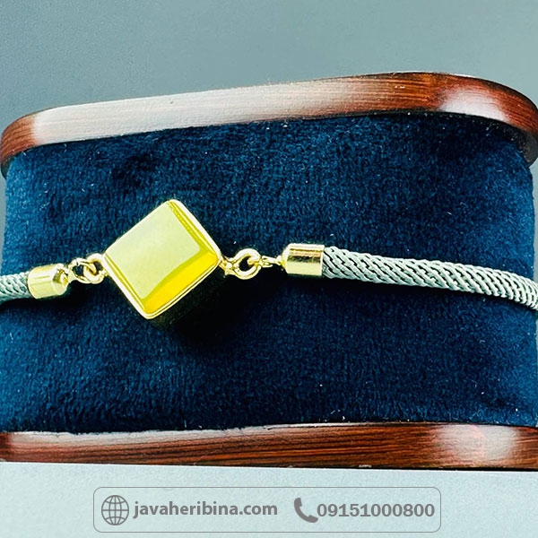 دستبند عقیق شرف الشمس نقره با تراش خاص _کد:34411
