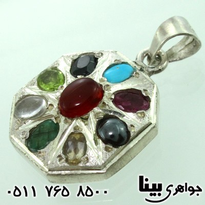 گردنبند چند جواهر 9 نگین درشت هشت ضلعی