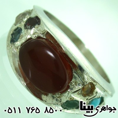 انگشتر چند جواهر عقیق یمنی هفت سنگ مردانه دو