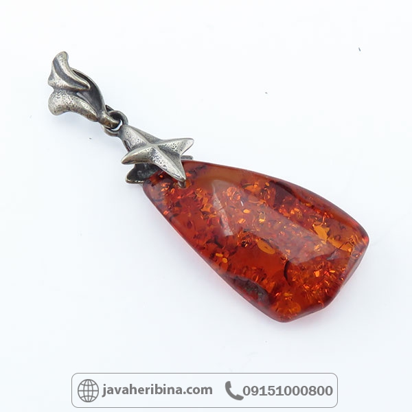 گردنبند کهربا نقره زنانه _کد:34550